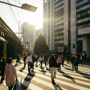 road crossing of the long shadows by robert mangelmann | 20231122tokyo_199
