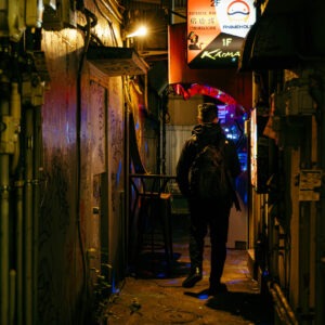 man in an alley by robert mangelmann | 20231124tokyo_1074